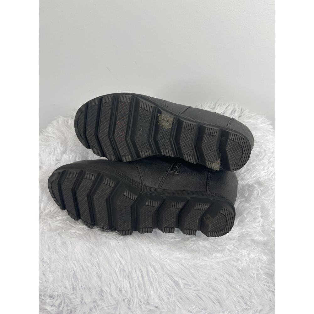 Time Tru Hidden Wedge Booties Womens 7 Black Faux Leather Edgy Minimalist Urban - Picture 6 of 7
